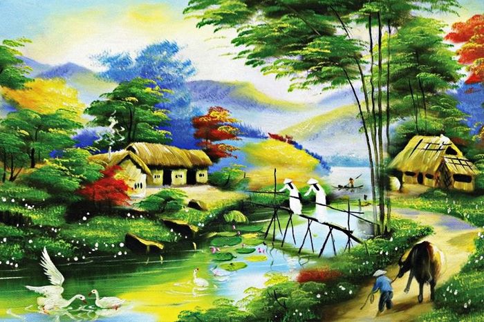 Hình ảnh minh họa làng quê dưới chân núi (Nguồn: Internet)
