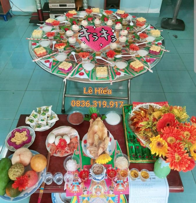 Hình ảnh mâm cúng thôi nôi nghệ thuật từ Lê Hiếu