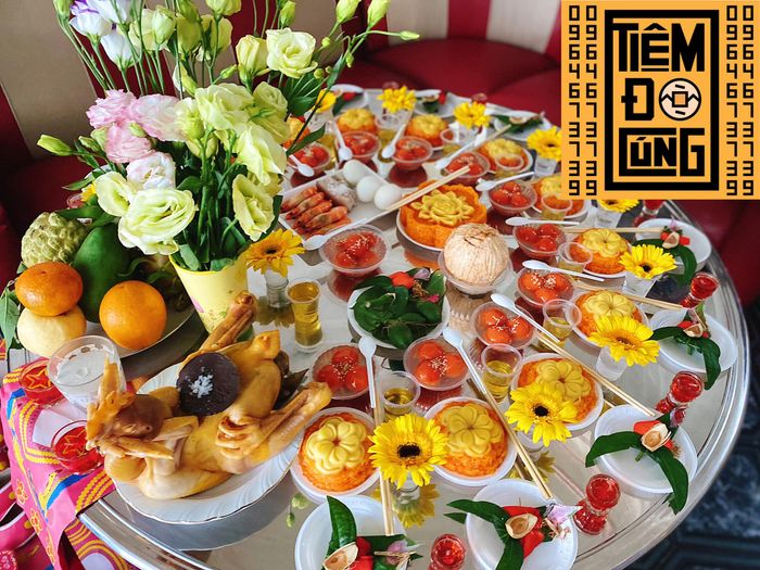 Hình ảnh mâm cúng đầy tháng truyền thống từ Tiệm Đồ Cúng