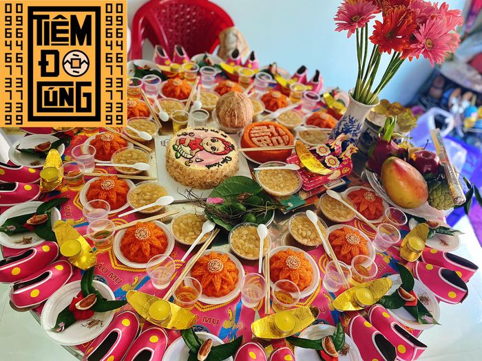 Hình ảnh mâm cúng thôi nôi nghệ thuật từ Tiệm Đồ Cúng