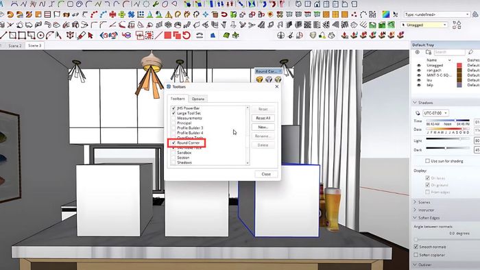 Hướng dẫn cài đặt và sử dụng công cụ bo cạnh Sketchup - Bước 2