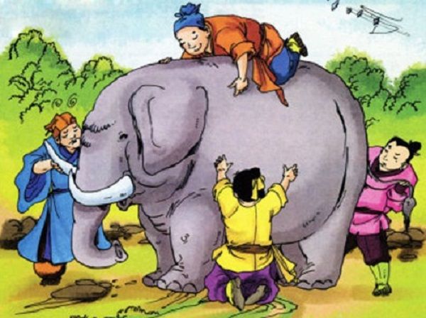 Hình minh họa số 1: Cảnh năm thầy bói tranh luận
