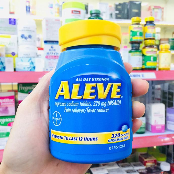 Hình ảnh thuốc giảm đau hạ sốt Aleve Naproxen Sodium 220mg