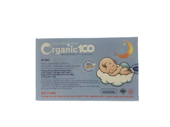 Hình ảnh gạc răng miệng Organic100 - Sản phẩm chăm sóc răng miệng hữu cơ