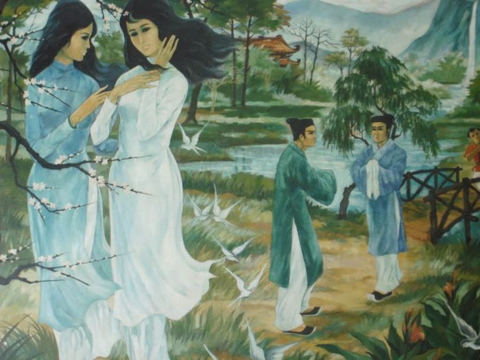 Bức họa minh họa số 1 - Tái hiện bức tranh xuân Kiều