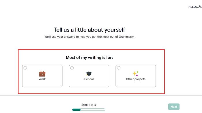Thực hiện đăng ký Grammarly Premium - Bước ba