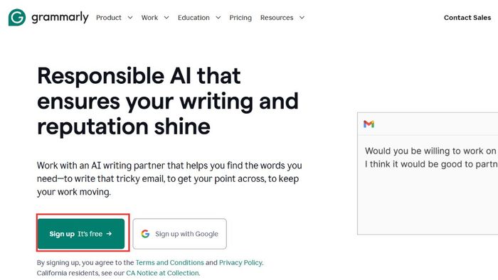 Hướng dẫn đăng ký Grammarly Premium - Bước đầu tiên