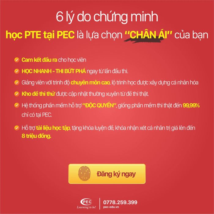 Hình ảnh minh họa khóa học PTE (Nguồn: Trung tâm PTE PEC Hải Phòng)