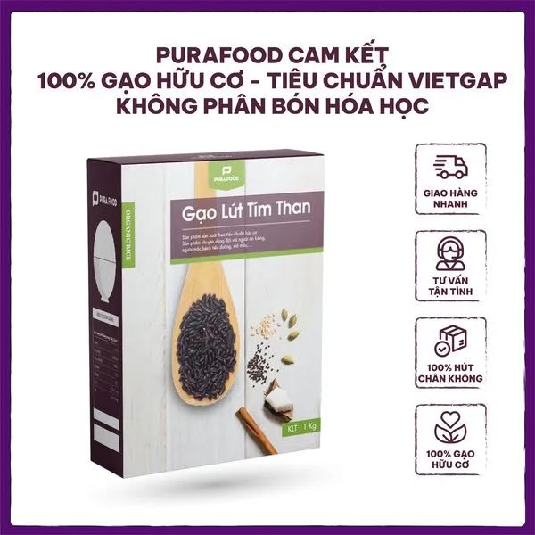 Gạo Lứt Tím Than Purafood - Hạt ngọc tím dinh dưỡng