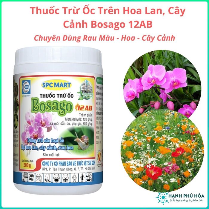 Thuốc diệt ốc trên hoa lan, cây cảnh BOSAGO 12AB (ảnh 1)