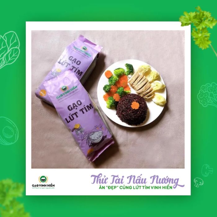 Gạo lứt tím Vinh Hiển - Túi 1kg bắt mắt