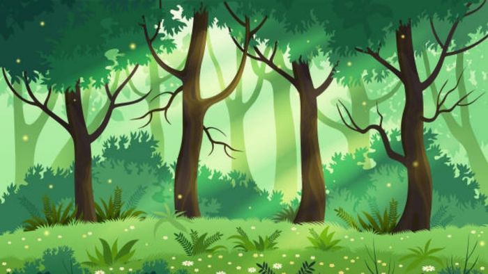 Background PowerPoint rừng hoạt hình xanh tươi mát mắt