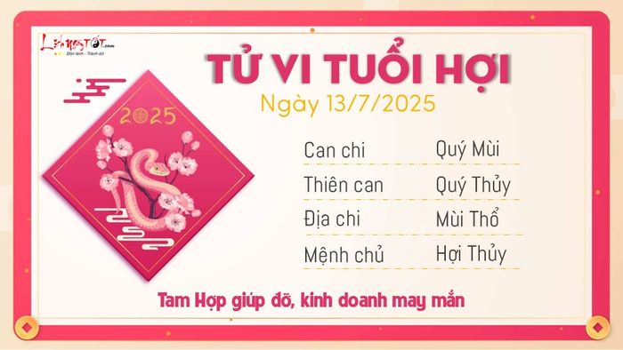 Tử vi hàng ngày 13/7/2025 của tuổi Hợi