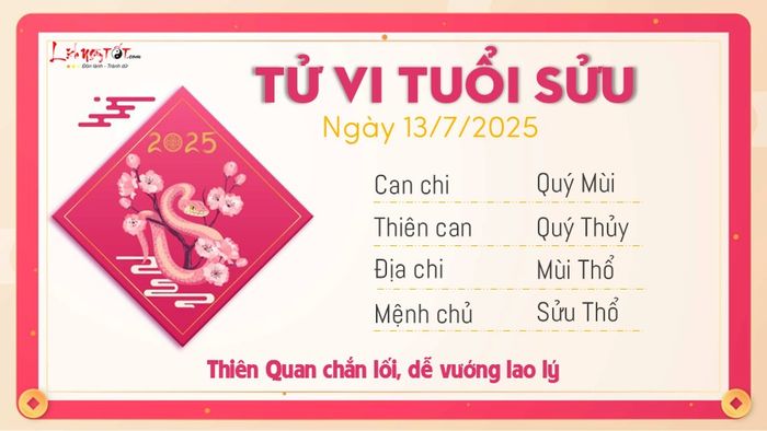Tử vi hàng ngày 13/7/2025 của tuổi Sửu