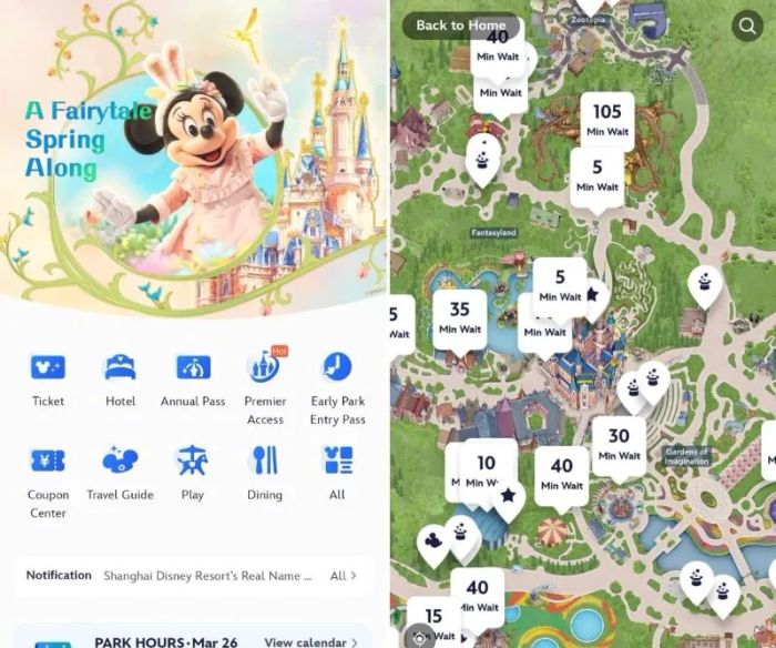 Ứng dụng Disneyland Shanghai - công cụ đắc lực để đặt vé, nhà hàng và theo dõi trò chơi