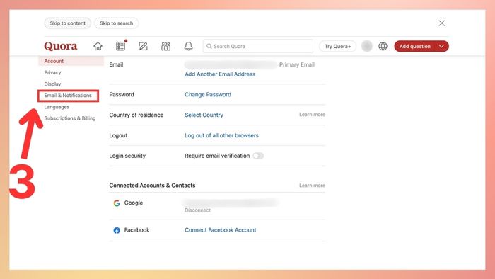 Hướng dẫn thiết lập nhận Quora Digest - Bước thứ hai