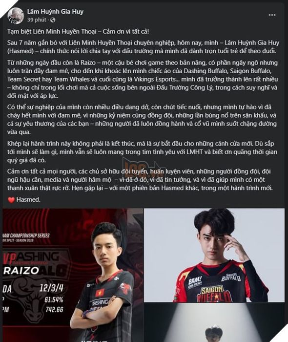 Hasmed tuyên bố giải nghệ sau khi rời khỏi MGN Vikings Esports