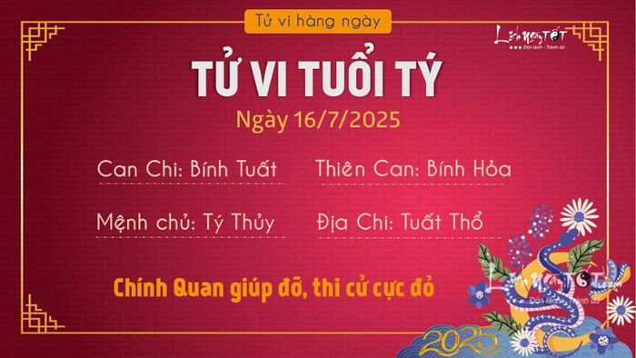 Tử vi 16/7/2025 - Tuổi Tý