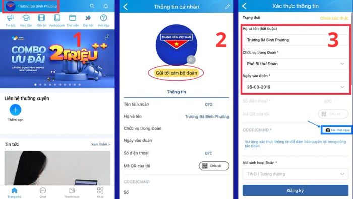 Hướng dẫn từng bước xác minh thông tin cá nhân trên ứng dụng Thanh niên Việt Nam