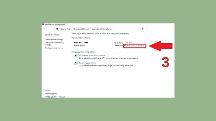 Kiểm tra lại mật khẩu Wifi trên Windows bằng Open network & Internet settings - bước 3