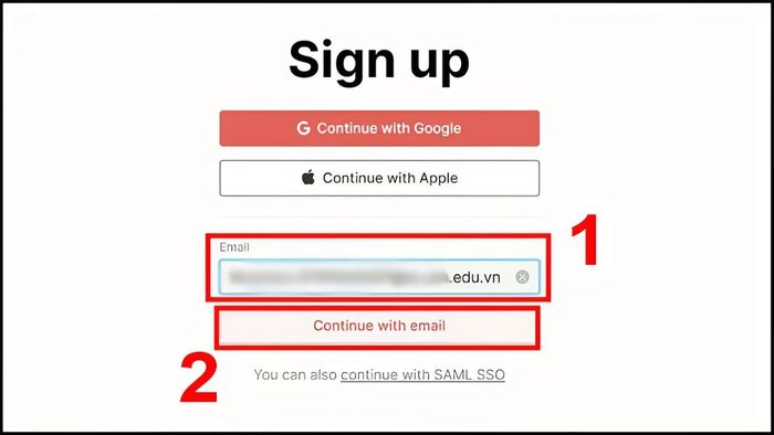 Thực hiện đăng ký Notion free - Bước thứ hai
