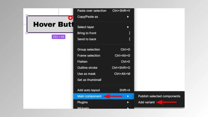 Chi tiết cách thực hiện hiệu ứng hover bằng Variants trên Figma - Bước 2.2
