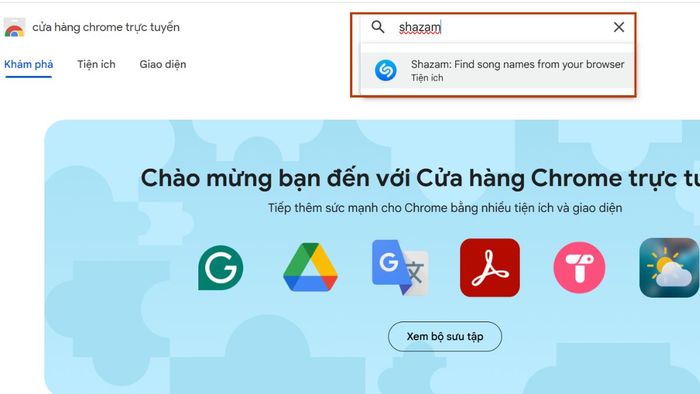 Các bước thứ hai trong quy trình thêm tiện ích Shazam vào Chrome