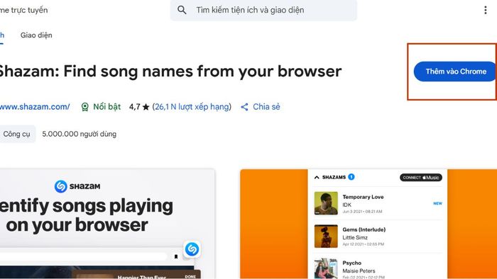 Hướng dẫn bước thứ ba để thêm Shazam Extension vào Chrome