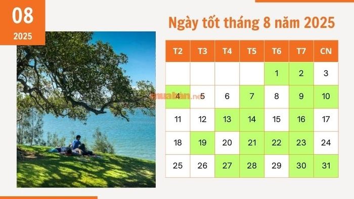 Lịch ngày tốt tháng 8 năm 2025 giúp công việc suôn sẻ