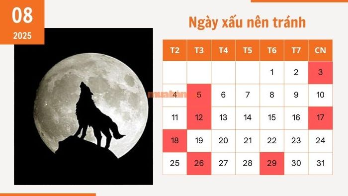 Danh sách các ngày đại kỵ cần né tránh tháng 8 năm 2025