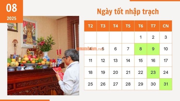 Danh sách ngày tốt dọn về nhà mới tháng 8 năm 2025