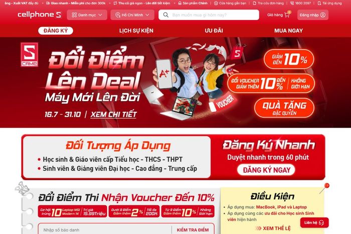 Hướng dẫn chi tiết cách tra cứu và đổi điểm thi trên web CellphoneS nhanh chóng, chính xác (hình 1)