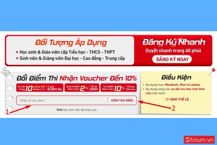 Hướng dẫn cách tra cứu điểm thi và đổi điểm trực tiếp trên website CellphoneS đơn giản, nhanh chóng và chính xác hình 3