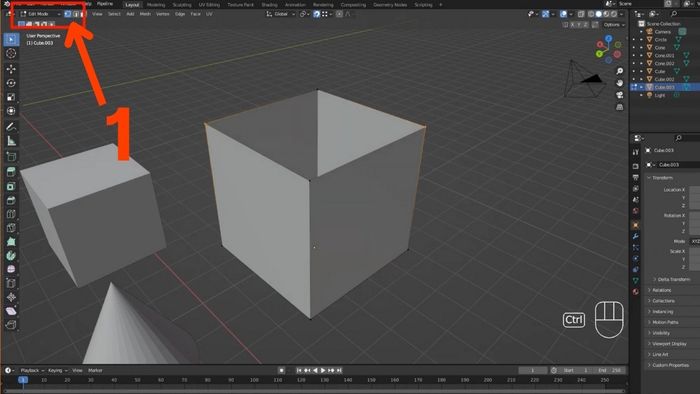Hướng dẫn bước đầu tiên trong quy trình nối hai điểm bằng Blender