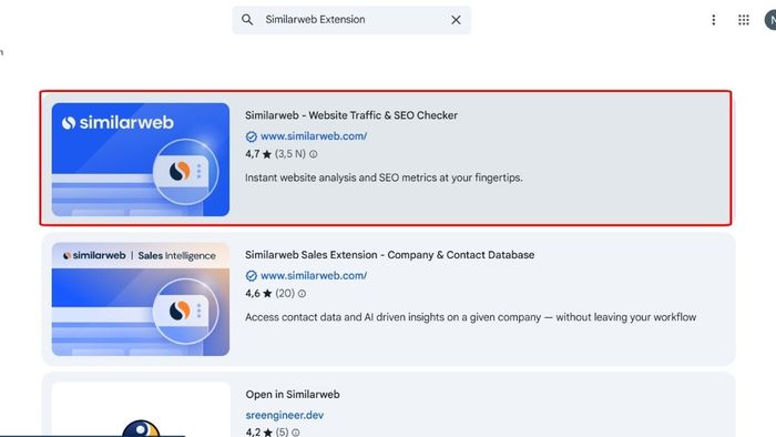Hướng dẫn cài đặt Similarweb Extension Chrome - Phần 1