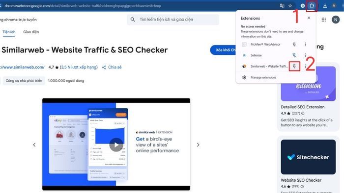 Hướng dẫn cài đặt Similarweb Extension Chrome - Bước cuối cùng
