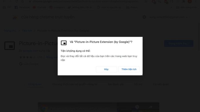 Hoàn tất cài đặt Picture in Picture Extension - bước cuối cùng