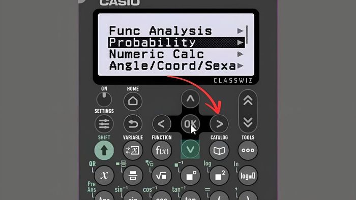 Hướng dẫn thực hiện bước thứ hai tính chỉnh hợp trên Casio 880
