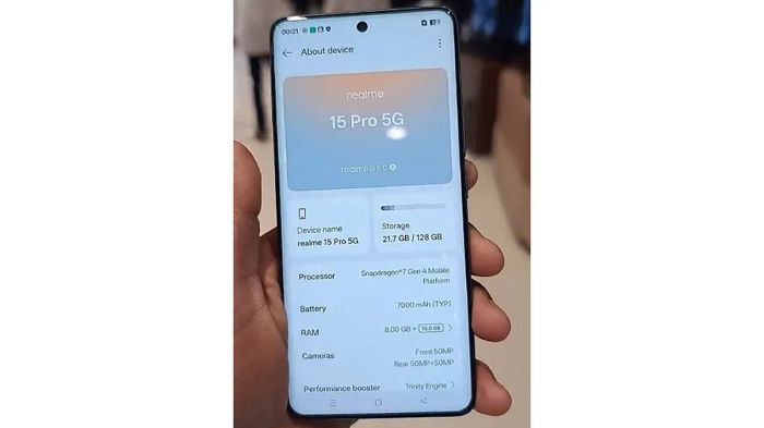 Thiết kế phần mặt trước của realme 15 Pro
