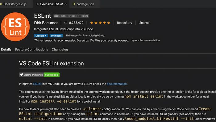 Tiện ích mở rộng Visual Code - ESLint