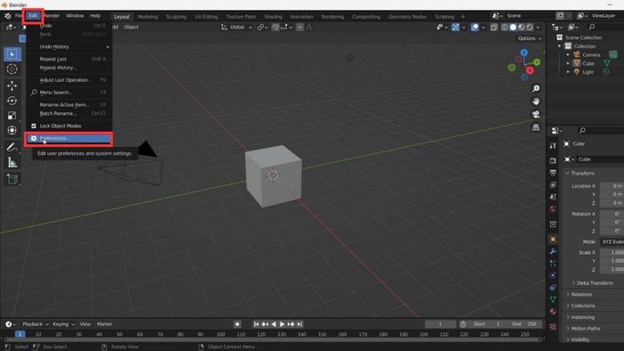 Quy trình đổi ngôn ngữ Blender - Bước thứ hai