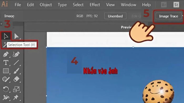 Hướng dẫn bước thứ hai của phương pháp 1 xóa nền Illustrator