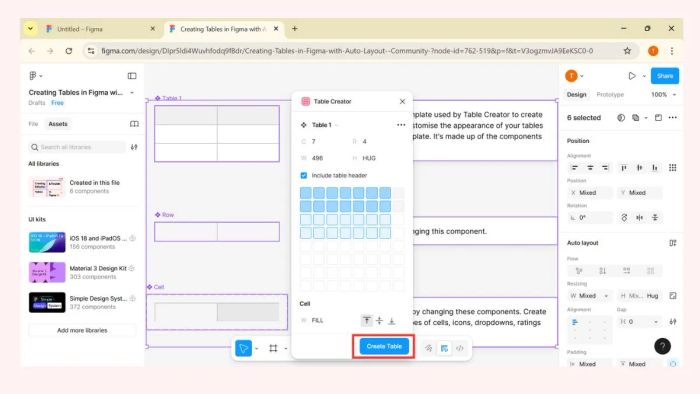 Hướng dẫn tạo bảng bằng plugin Figma - Bước cuối cùng
