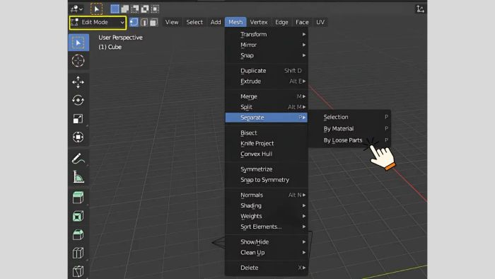 Phương pháp tách đối tượng bằng Boolean Modifier trong Blender - Bước 3