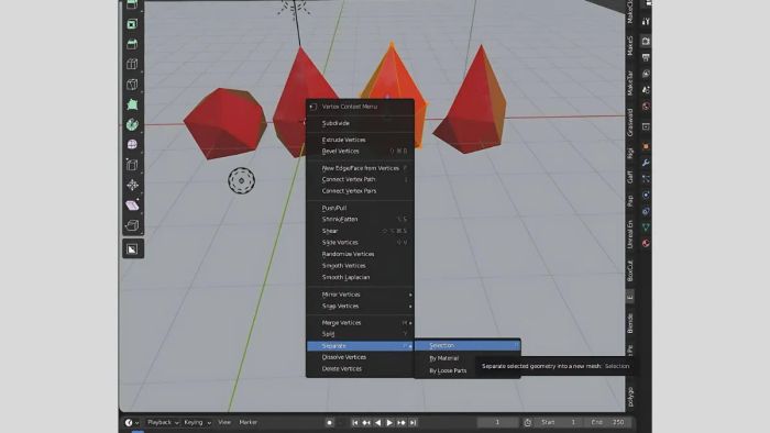 Phương án thứ hai để tách đối tượng trong Blender
