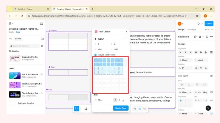 Hướng dẫn tạo bảng bằng plugin Figma - Bước thứ hai