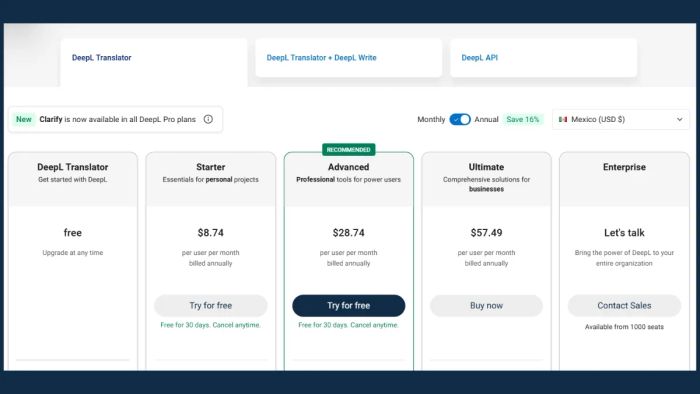 cập nhật giá deepl mới nhất