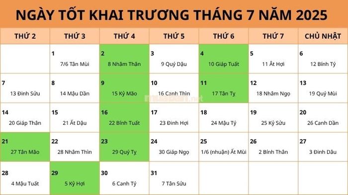 Những ngày đẹp nhất để khai trương trong tháng 7/2025