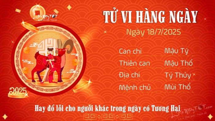 Tử vi trọn ngày 18/7/2025 của 12 con giáp - Tuổi Mùi