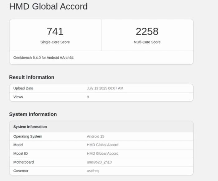 HMD Crest 2 xuất hiện điểm benchmark trên Geekbench